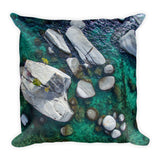 Bonsai Rock Aerial Square Pillow-Lake Tahoe Prints