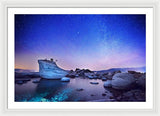 Night Shine , Bonsai Rock Lake Tahoe - Framed Print