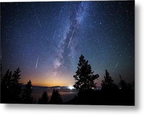 Perseid Meteor Shower From Tahoe - Metal Print