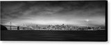 San Fransisco Cityscape Black And White Panorama - Canvas Print-20.000" x 6.875"-Lake Tahoe Prints