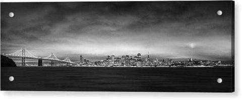 San Fransisco Cityscape Black And White Panorama - Acrylic Print