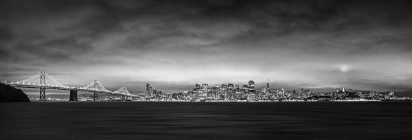 San Fransisco Cityscape Black And White Panorama - Art Print