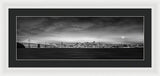 San Fransisco Cityscape Black And White Panorama - Framed Print