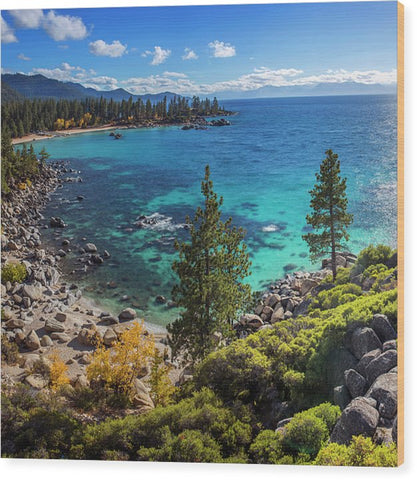 Sand Harbor Lookout By Brad Scott - Square - Wood Print