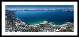 Sand Harbor Winter Aerial Panorama by Brad Scott - Framed Print