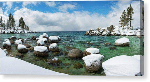 Sand Harbor Winter Panorama By Brad Scott - Canvas Print-14.000" x 6.500"-Lake Tahoe Prints