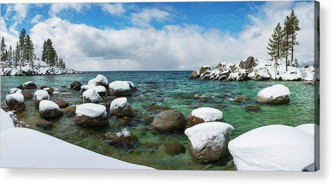 Sand Harbor Winter Panorama By Brad Scott - Acrylic Print