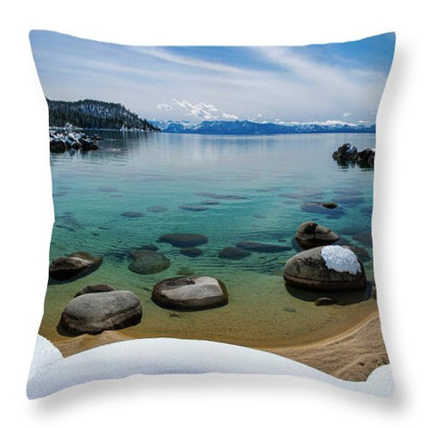 Secret Cove Winter Panorama By Brad Scott - Throw Pillow-Lake Tahoe Prints