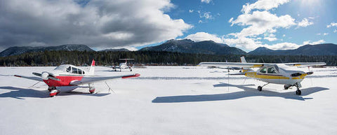 Snow Covered Airplanes at Lake Tahoe Airport - Art Print