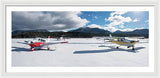 Snow Covered Airplanes at Lake Tahoe Airport - Framed Print