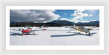 Snow Covered Airplanes at Lake Tahoe Airport - Framed Print