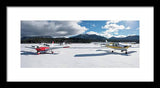 Snow Covered Airplanes at Lake Tahoe Airport - Framed Print