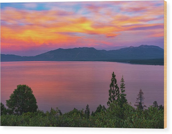 South Lake Tahoe Sunset By Brad Scott - Wood Print