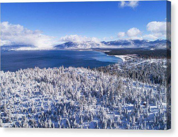 South Tahoe Winter Aerial By Brad Scott - Canvas Print-Lake Tahoe Prints