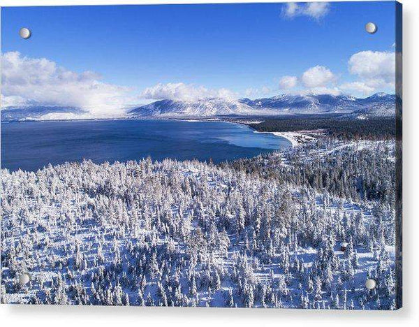 South Tahoe Winter Aerial By Brad Scott - Acrylic Print