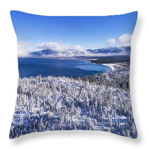 South Tahoe Winter Aerial By Brad Scott - Throw Pillow