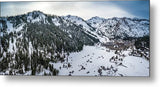 Squaw Valley Winter Aerial Panorama by Brad Scott - Metal Print