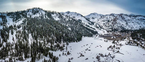 Squaw Valley Winter Aerial Panorama by Brad Scott - Art Print