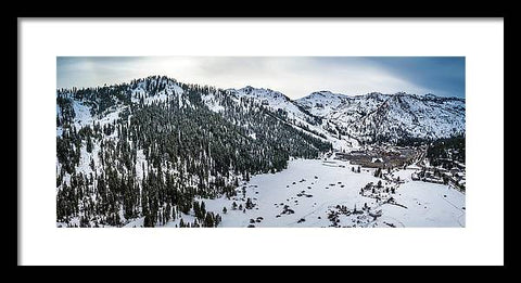 Squaw Valley Winter Aerial Panorama by Brad Scott - Framed Print
