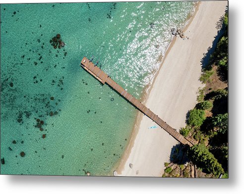 West Shore Lake Tahoe Pier Aerial - Metal Print by Brad Scott