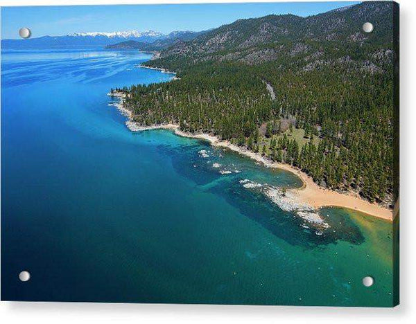 Zephyr Cove To Cave Rock Aerial - Acrylic Print