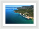 Zephyr Cove To Cave Rock Aerial - Framed Print