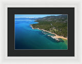 Zephyr Cove To Cave Rock Aerial - Framed Print