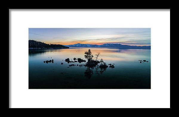 Zephyr Cove Tree Island By Brad Scott - Framed Print